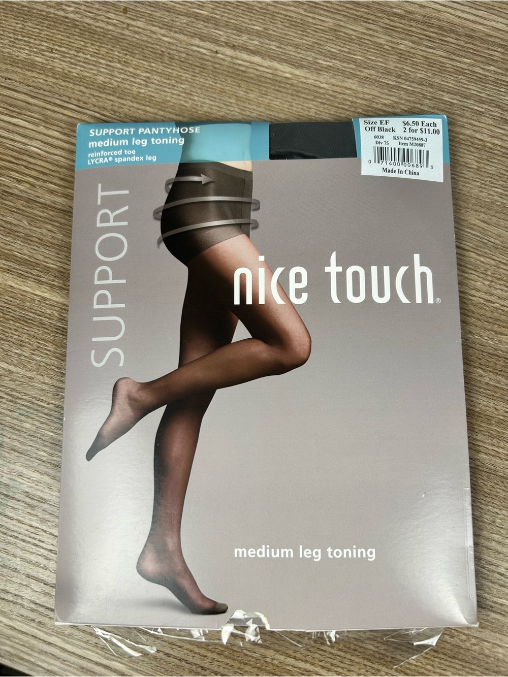VTG Sears nice touch Support Medium Leg Toning Pantyhose off black size EF